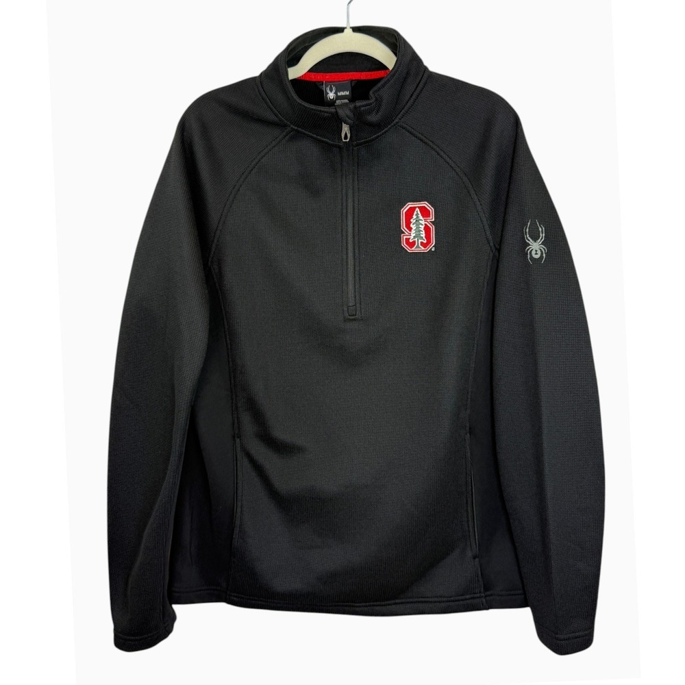 Spyder Stanford Cardinal Black 1/4 Zip Pullover Size M Embroidered Logo